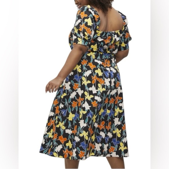 ELOQUII New NWT Black Floral Fit And Flare Dress Size 20 - Picture 2 of 8